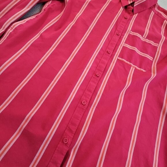 Eddie Bauer Long Sleeve Blouse Women's T2XL Fuchsia Striped Button Down EUC LN - Picture 3 of 16